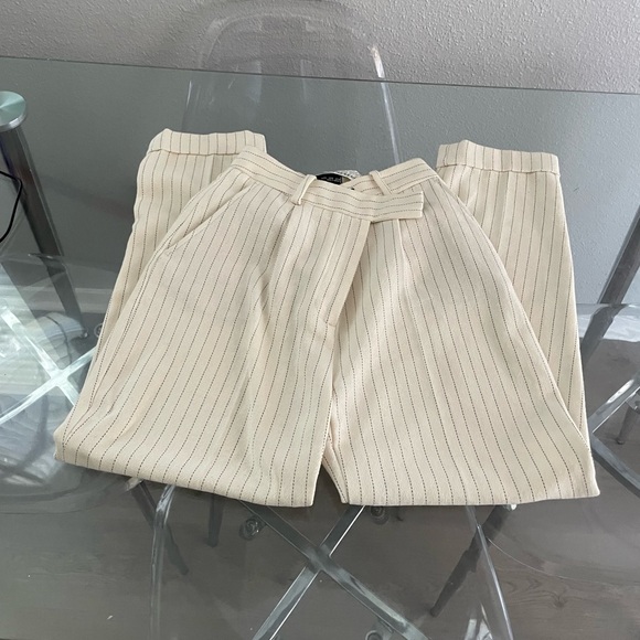 Zara Cream Pinstripe Dress Pants - Picture 2 of 3